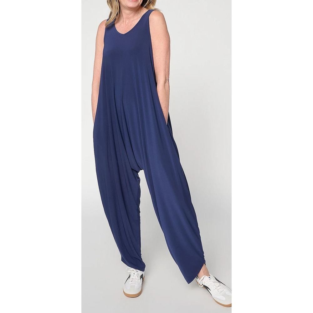 Attitudes by Renee Sleeveless Regular Como Jersey Jumpsuit - Navy - Medium P